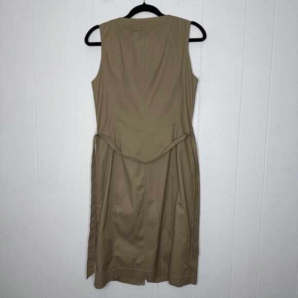 Talbots Women’s Button Front Sheath Dress Ruffle Detail Khaki Brown Size 6 - Picture 2 of 5